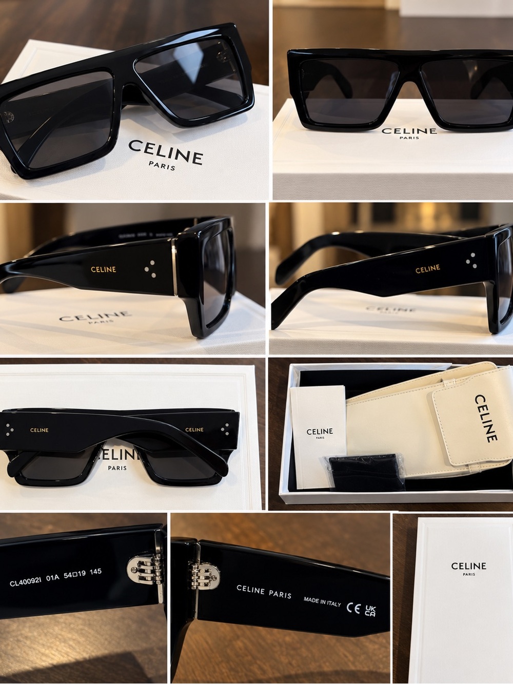 CELINE CL40092I Black Oversized Square Sunglasses + Full Set